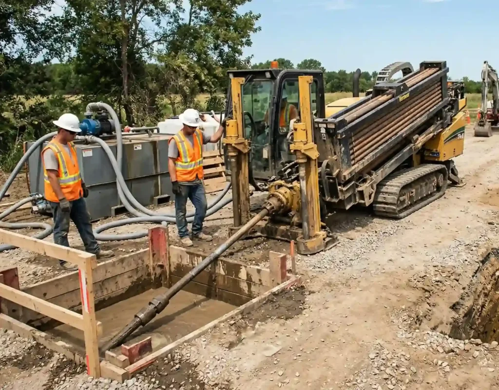 HDD rig setup above ground