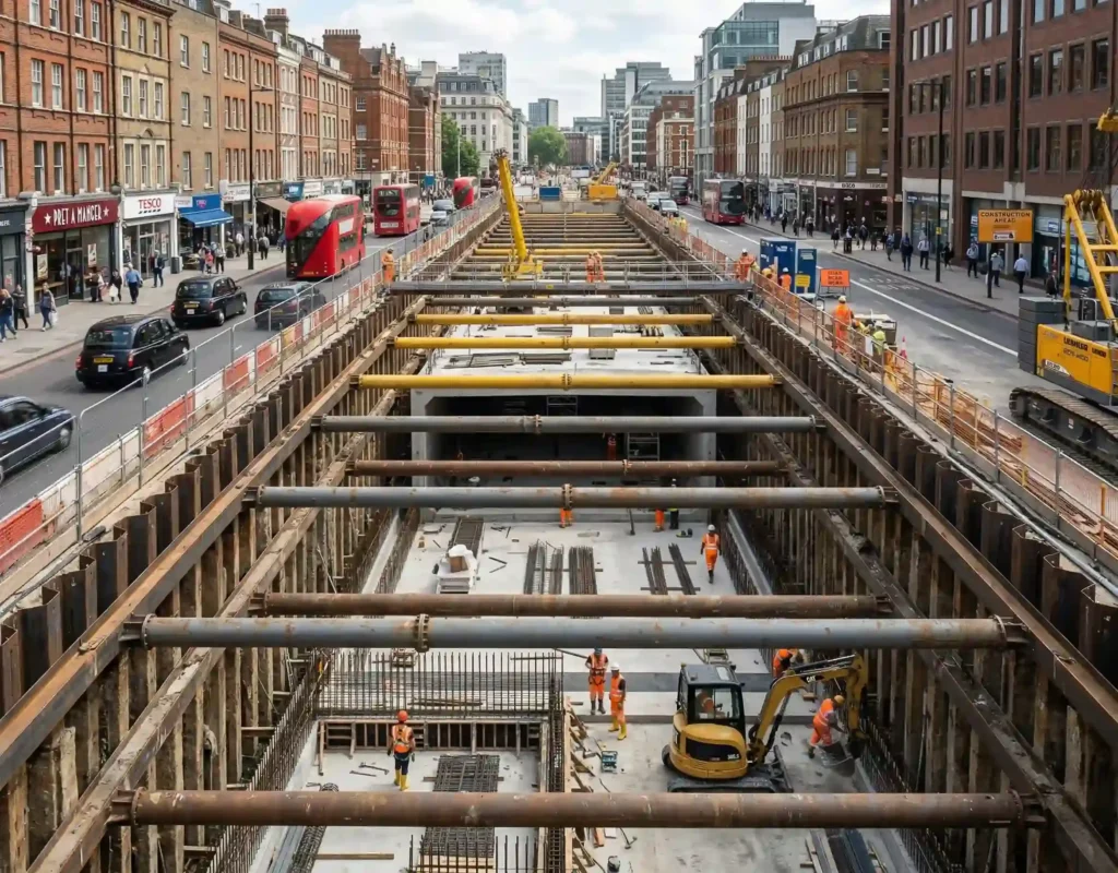 Wide-angle photograph of a large urban